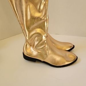 Yoki anora rose gold metallic over the knee women's boots